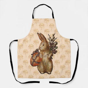 Easter Bunny Gold Flowers on Peach Apron
