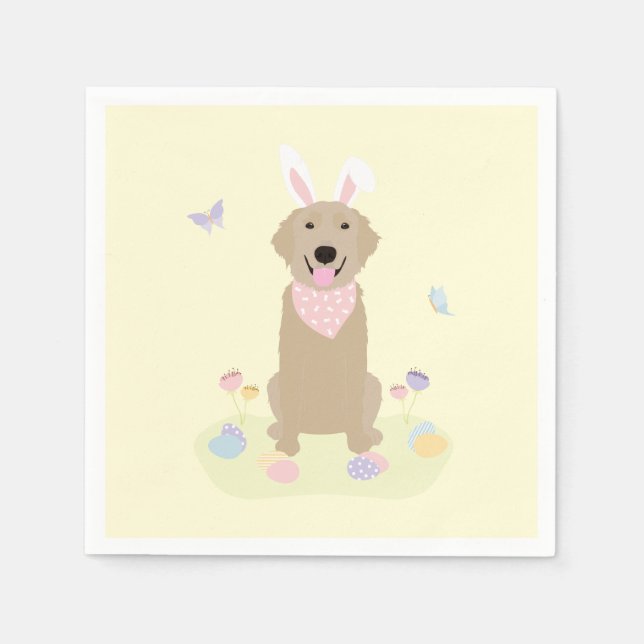 Easter Bunny Golden Retriever Napkins (Front)