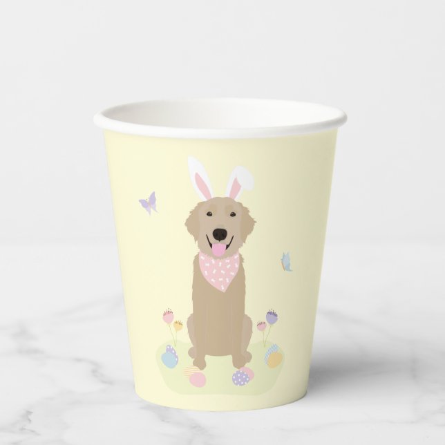 Easter Bunny Golden Retriever Paper Cups (Front)
