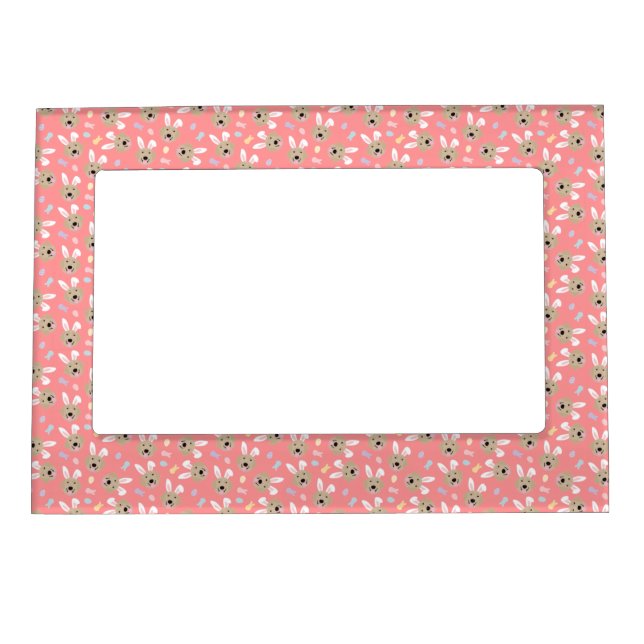 Easter Bunny Golden Retriever Pattern Magnetic Frame (Front)