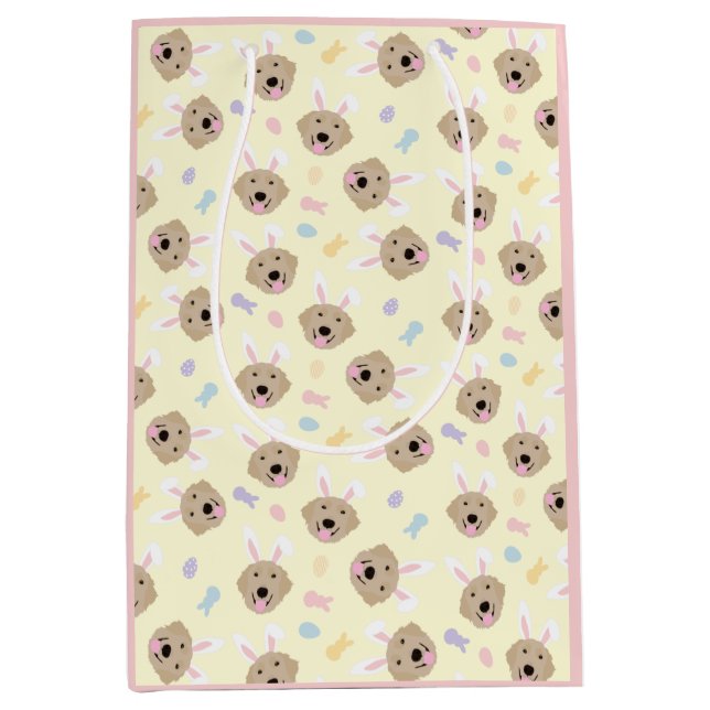 Easter Bunny Golden Retriever Pattern Medium Gift Bag (Front)