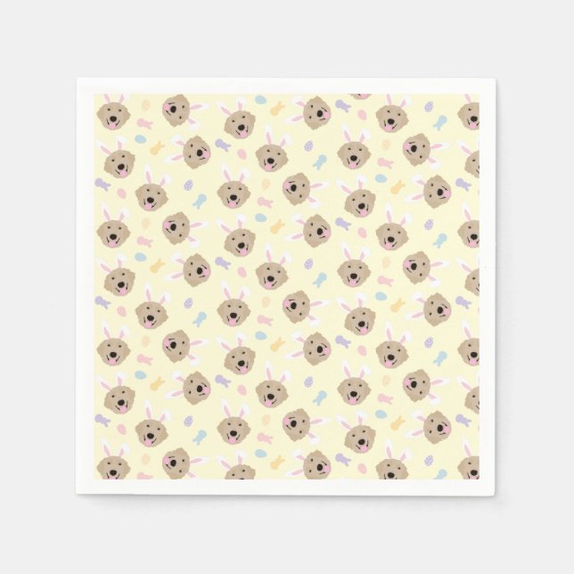 Easter Bunny Golden Retriever Pattern  Napkins (Front)