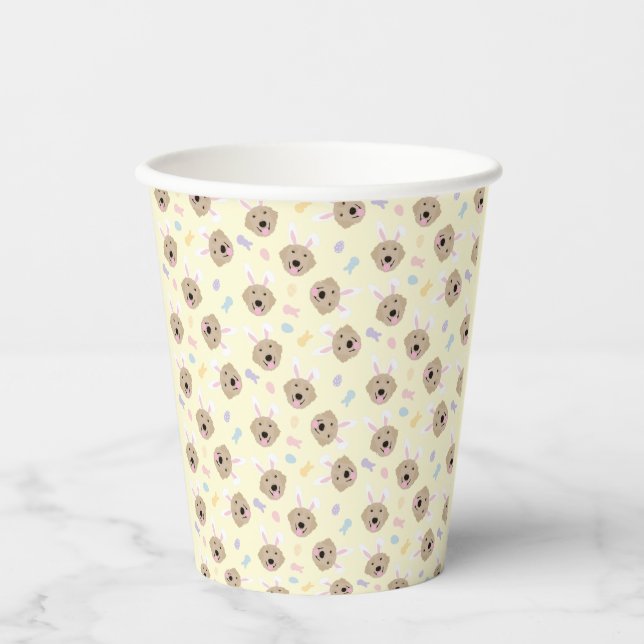 Easter Bunny Golden Retriever Pattern Paper Cups (Front)