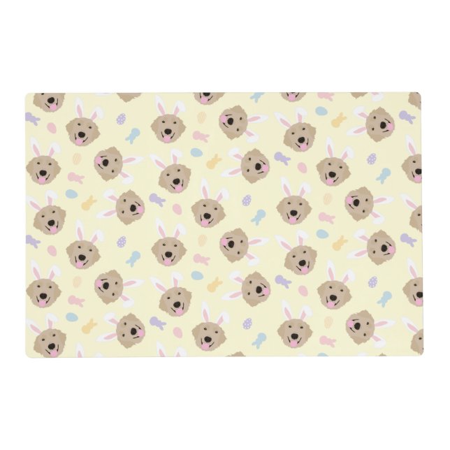 Easter Bunny Golden Retriever Pattern Placemat (Front)