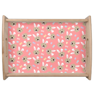 Easter Bunny Golden Retriever Pattern Serving Tray