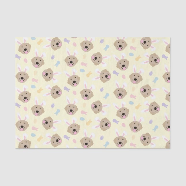 Easter Bunny Golden Retriever Pattern Tissue Paper (Front)