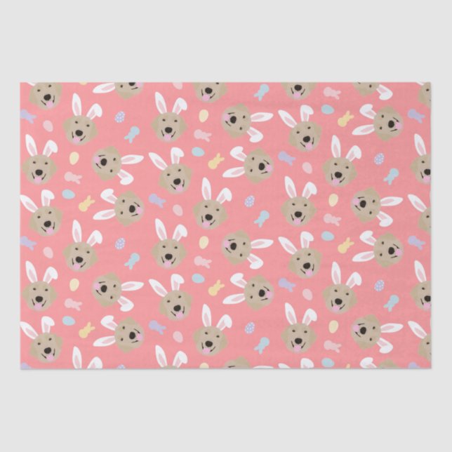 Easter Bunny Golden Retriever Pattern Tissue Paper (Front)