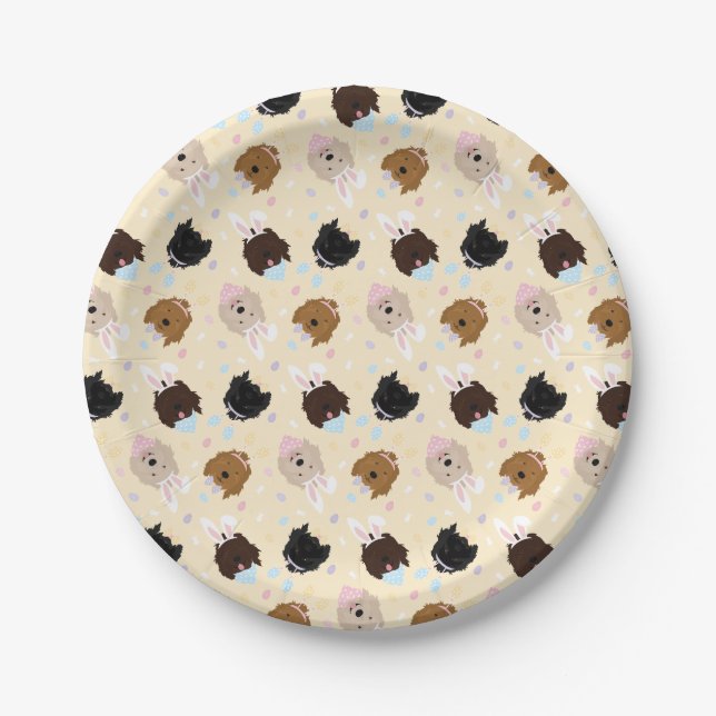Easter Bunny Goldendoodle Dogs Paper Plates (Front)