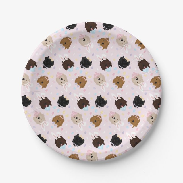 Easter Bunny Goldendoodle Dogs Paper Plates (Front)