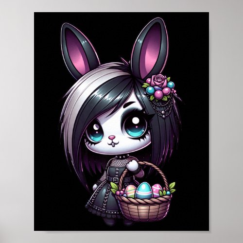 Easter Bunny Goth Girl Emo Gothic Whimsigoth Style Poster