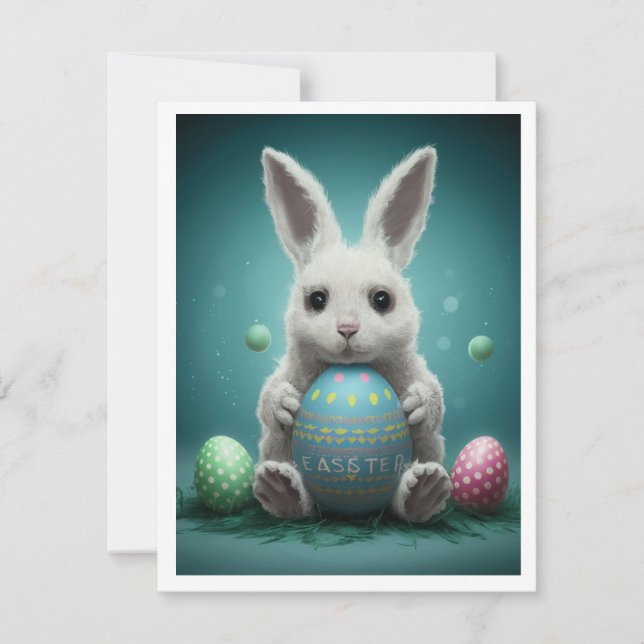 Easter Bunny Graphic Flat Note Cards (Front)