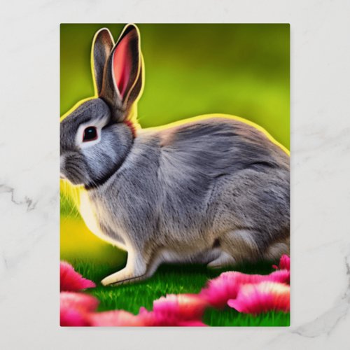 Easter Bunny Graphic Foil Holiday Postcard