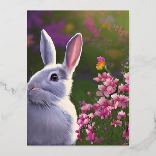 Easter Bunny Graphic Foil Holiday Postcard