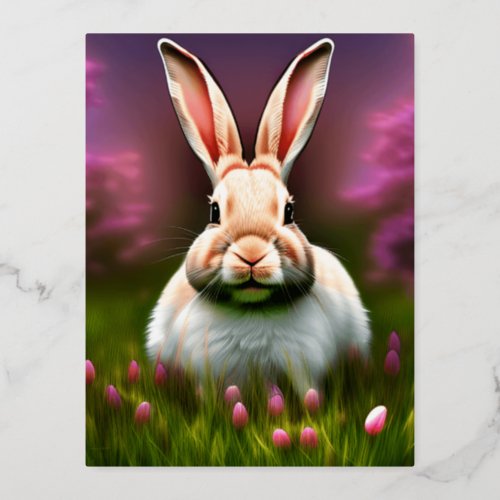 Easter Bunny Graphic Foil Holiday Postcard