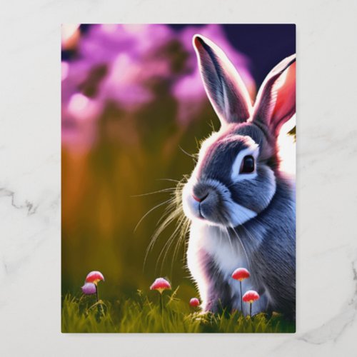 Easter Bunny Graphic Foil Holiday Postcard