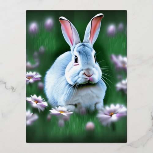 Easter Bunny Graphic Foil Holiday Postcard