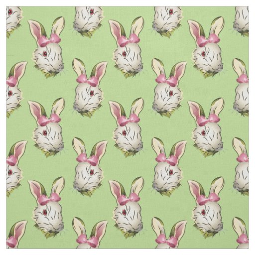 Easter Bunny Graphic with Pink Bow Fabric