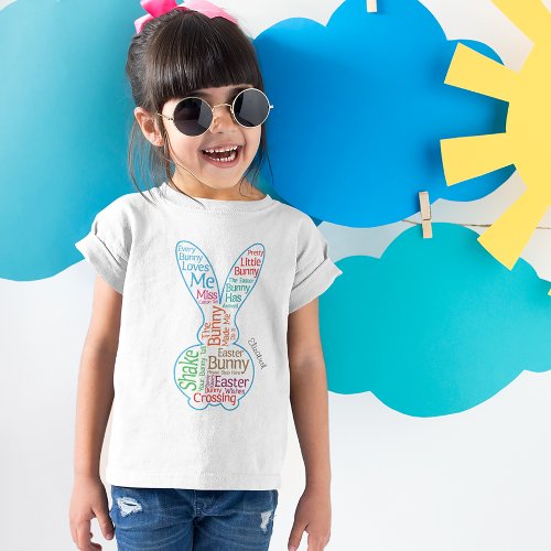 Easter Bunny Graphic Word Cloud with Name Girl T_Shirt