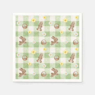 Easter Bunny Green Gingham Napkins