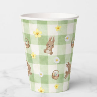 Easter Bunny Green Gingham Paper Cups