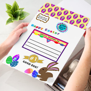 Easter Bunny Green Purple Eggs Envelope Mailers