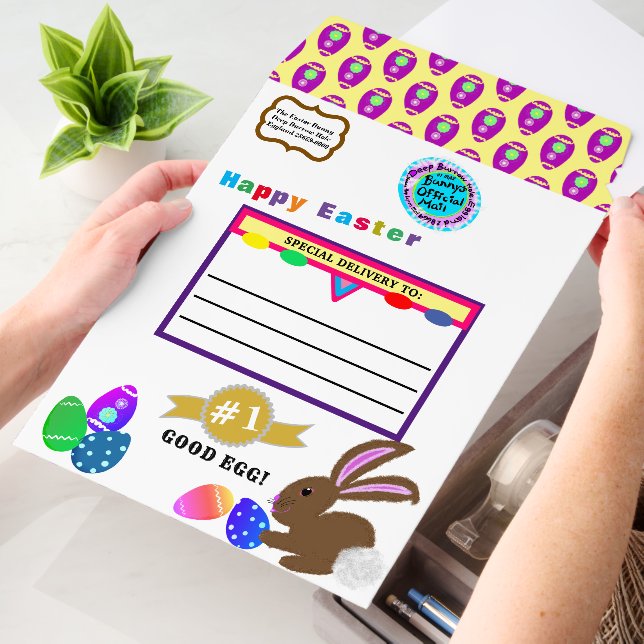 Easter Bunny Green Purple Eggs Envelope Mailers (Desk)