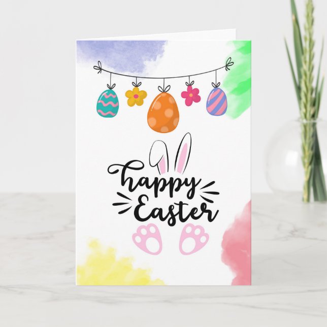 Easter Bunny Greeting Card – Bright Spring Colors  (Front)