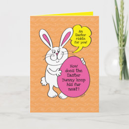 Easter Bunny Hairbrush Funny Riddle For Kids Card
