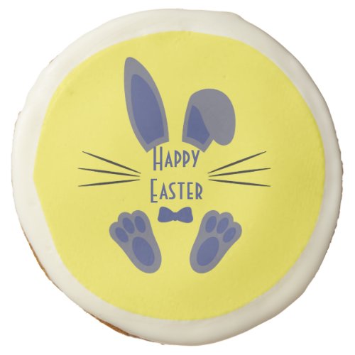Easter Bunny Happy Easter Blue and Yellow Sugar Cookie