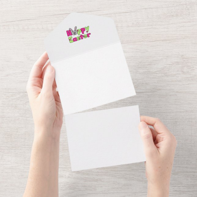 Easter Bunny Happy Easter Eggs All In One Invitation (Tearaway)