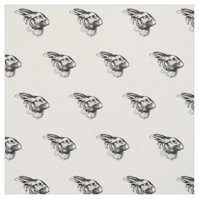 Easter Bunny Hare Rabbit Vintage Illustration Fabric (Swatch)