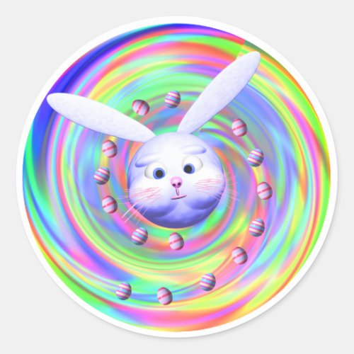 Easter Bunny Head Spin Classic Round Sticker
