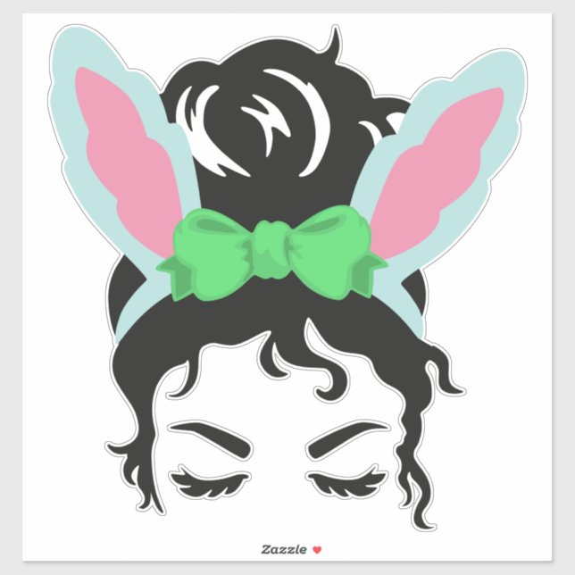 Easter Bunny Headband Messy Bun Sticker (Sheet)