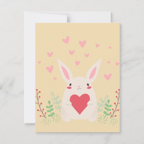 Easter bunny heart love holiday card