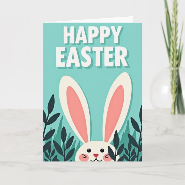 Easter Bunny Heart Pattern Card (Front)