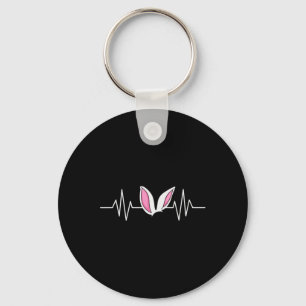 Easter Bunny Heartbeat Rabbit Fun Easter Day Women Keychain