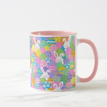 Easter Bunny Hiding Eggs Cute Pink Gift Coffee Mug by Frasure_Studios at Zazzle