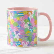EASTER Bunny Hiding Eggs Cute Pink Gift Coffee