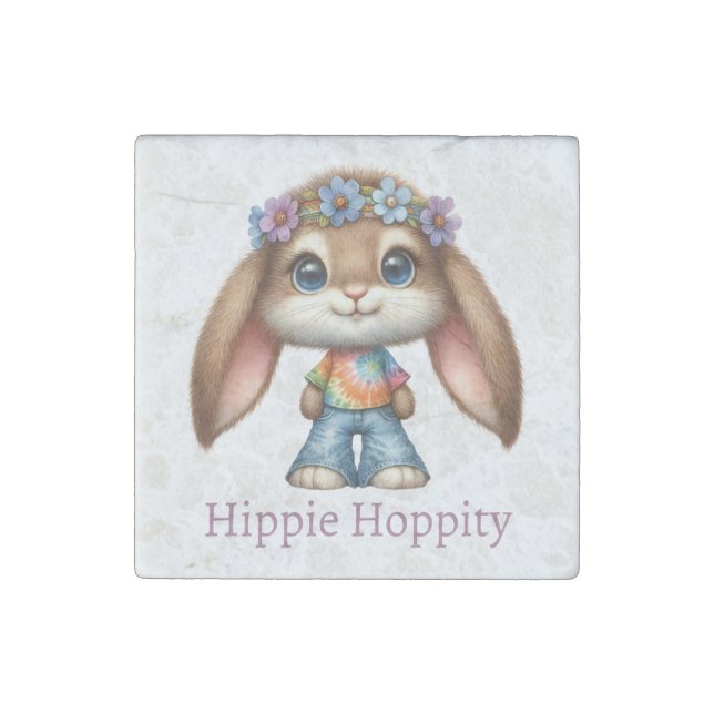 Easter Bunny – Hippie Hoppity Stone Magnet (Front)