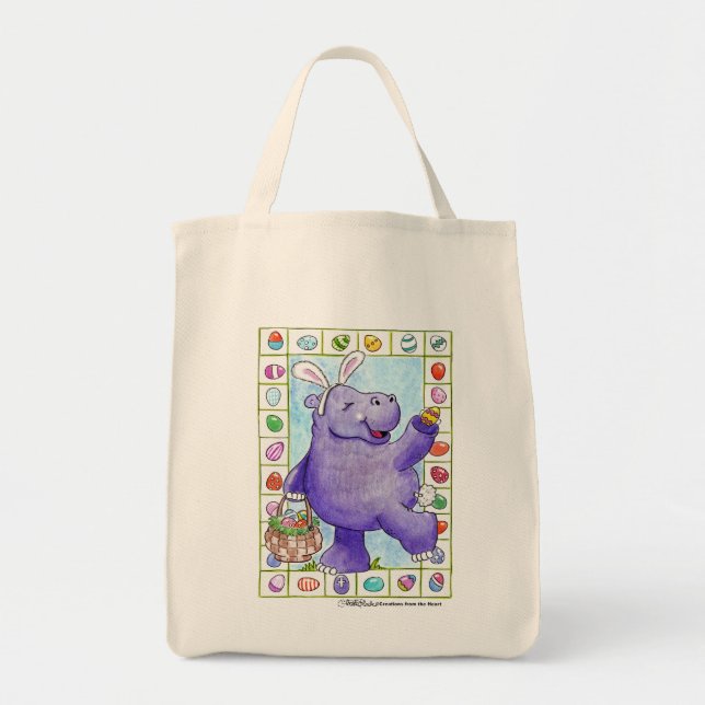 Easter Bunny Hippo Tote Bag (Front)