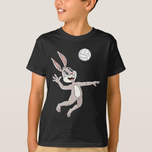 Easter Bunny Hitting A Volleyball Fun Boys Girls K T_Shirt
