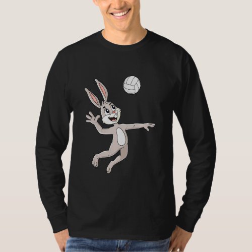 Easter Bunny Hitting A Volleyball Funny Boys Girls T_Shirt