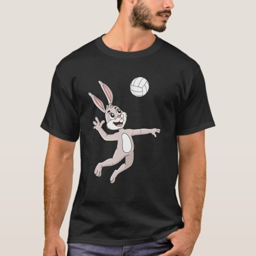 Easter Bunny Hitting A Volleyball Funny Boys Girls T_Shirt