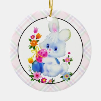 Easter Bunny Holiday Cartoon Ornament by doodlesfunornaments at Zazzle
