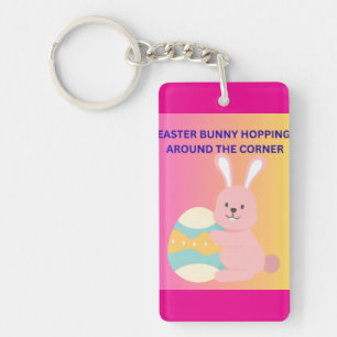 Easter Bunny Hopping Around the Corner Keychain