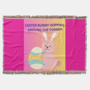 Easter Bunny Hopping Around the Corner Throw Blanket