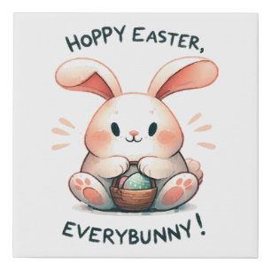 Easter Bunny Hoppy Easter, Everybunny! Faux Canvas Print