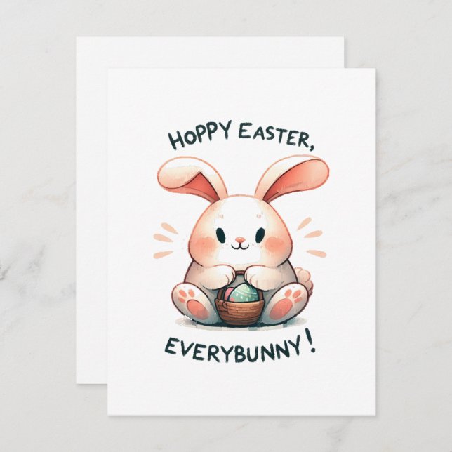 Easter Bunny Hoppy Easter, Everybunny! Note Card (Front/Back)