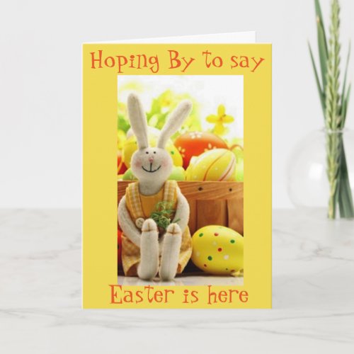 EASTER BUNNY HOPS BY TO SAY LOVE AND TREATS HOLIDAY CARD