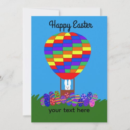 Easter Bunny Hot Air Balloon 2_2 Holiday Card